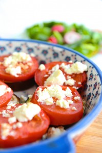 155- aubergine, tomato and goats cheese grill